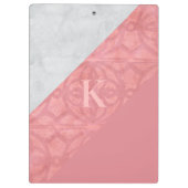 Ruddy Pink Batik en Grey Waterverf Letter Klembord (Achterkant)