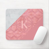 Ruddy Pink Batik en Grey Waterverf Letter Muismat (Met muis)