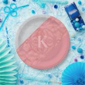 Ruddy Pink Batik en Grey Waterverf Letter Papieren Bordje (Feest)