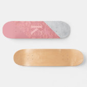 Ruddy Pink Batik en Grey Waterverf Letter Persoonlijk Skateboard (Horizontaal)