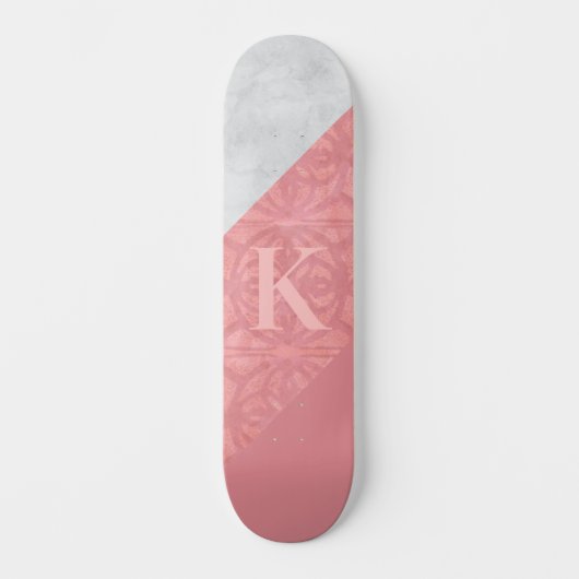 Ruddy Pink Batik en Grey Waterverf Letter Persoonlijk Skateboard (Voorkant)