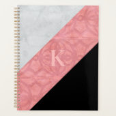 Ruddy Pink Batik en Grey Waterverf Letter Planner (Voorkant)