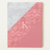Ruddy Pink Batik en Grey Waterverf Letter Planner (Achterkant)