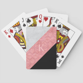 Ruddy Pink Batik en Grey Waterverf Letter Pokerkaarten