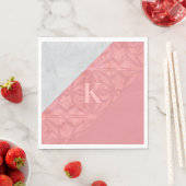 Ruddy Pink Batik en Grey Waterverf Letter Servet (Insitu)