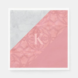 Ruddy Pink Batik en Grey Waterverf Letter Servet