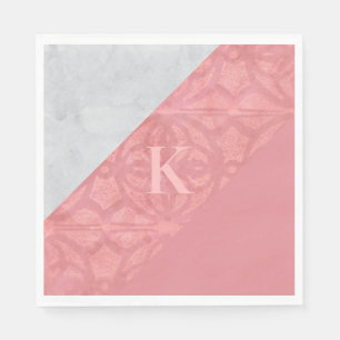 Ruddy Pink Batik en Grey Waterverf Letter Servet
