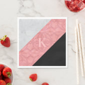 Ruddy Pink Batik en Grey Waterverf Letter Servet (Insitu)