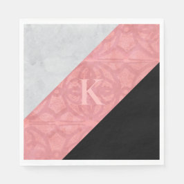 Ruddy Pink Batik en Grey Waterverf Letter Servet