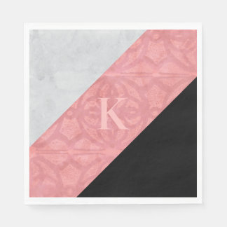 Ruddy Pink Batik en Grey Waterverf Letter Servet