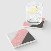 Ruddy Pink Batik en Grey Waterverf Letter Stenen Onderzetter (Zijkant)