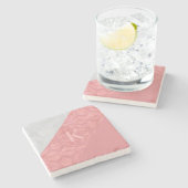 Ruddy Pink Batik en Grey Waterverf Letter Stenen Onderzetter (Zijkant)