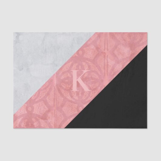 Ruddy Pink Batik en Grey Waterverf Letter Tissuepapier (Voorkant)