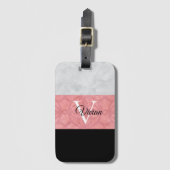 Ruddy Pink Batik en Grijze Waterverf monogrammen Bagagelabel (Voorkant (verticaal))