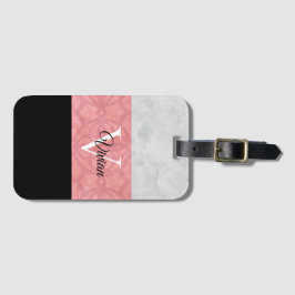 Ruddy Pink Batik en Grijze Waterverf monogrammen Bagagelabel