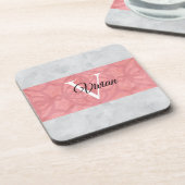 Ruddy Pink Batik en Grijze Waterverf monogrammen Bier Onderzetter (Linkerzijde)