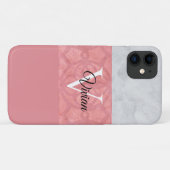 Ruddy Pink Batik en Grijze Waterverf monogrammen Case-Mate iPhone Case (Achterkant (horizontaal))