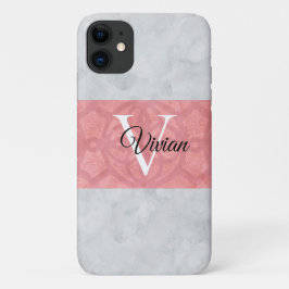 Ruddy Pink Batik en Grijze Waterverf monogrammen Case-Mate iPhone Case