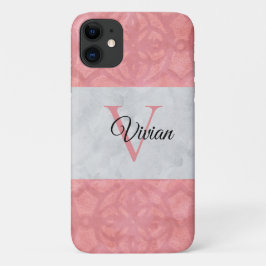 Ruddy Pink Batik en Grijze Waterverf monogrammen Case-Mate iPhone Case
