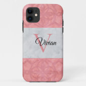Ruddy Pink Batik en Grijze Waterverf monogrammen Case-Mate iPhone Case (Achterkant)