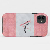 Ruddy Pink Batik en Grijze Waterverf monogrammen Case-Mate iPhone Case (Achterkant (horizontaal))