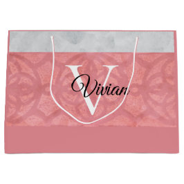 Ruddy Pink Batik en Grijze Waterverf monogrammen Groot Cadeauzakje