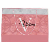 Ruddy Pink Batik en Grijze Waterverf monogrammen Groot Cadeauzakje (Achterkant)
