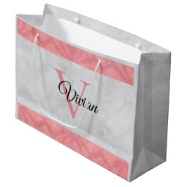 Ruddy Pink Batik en Grijze Waterverf monogrammen Groot Cadeauzakje