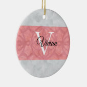 Ruddy Pink Batik en Grijze Waterverf monogrammen Keramisch Ornament (Rechts)
