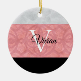 Ruddy Pink Batik en Grijze Waterverf monogrammen Keramisch Ornament