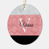 Ruddy Pink Batik en Grijze Waterverf monogrammen Keramisch Ornament (Links)