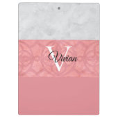 Ruddy Pink Batik en Grijze Waterverf monogrammen Klembord (Achterkant)