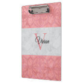 Ruddy Pink Batik en Grijze Waterverf monogrammen Klembord (Links)