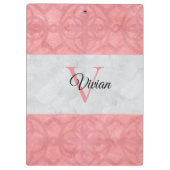 Ruddy Pink Batik en Grijze Waterverf monogrammen Klembord (Achterkant)
