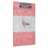 Ruddy Pink Batik en Grijze Waterverf monogrammen Klembord (Rechts)