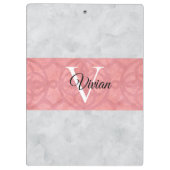 Ruddy Pink Batik en Grijze Waterverf monogrammen Klembord (Achterkant)