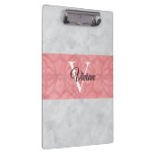 Ruddy Pink Batik en Grijze Waterverf monogrammen Klembord (Rechts)