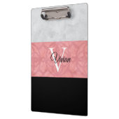 Ruddy Pink Batik en Grijze Waterverf monogrammen Klembord (Links)