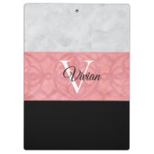 Ruddy Pink Batik en Grijze Waterverf monogrammen Klembord (Achterkant)