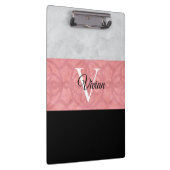 Ruddy Pink Batik en Grijze Waterverf monogrammen Klembord (Rechts)