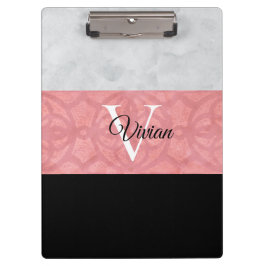 Ruddy Pink Batik en Grijze Waterverf monogrammen Klembord