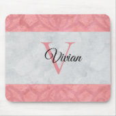 Ruddy Pink Batik en Grijze Waterverf monogrammen Muismat (Voorkant)