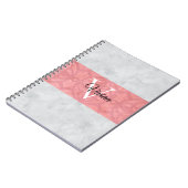 Ruddy Pink Batik en Grijze Waterverf monogrammen Notitieboek (Linkerzijde)