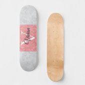 Ruddy Pink Batik en Grijze Waterverf monogrammen Persoonlijk Skateboard (Voorkant)