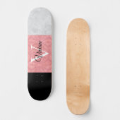 Ruddy Pink Batik en Grijze Waterverf monogrammen Persoonlijk Skateboard (Voorkant)