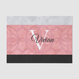 Ruddy Pink Batik en Grijze Waterverf monogrammen Tissuepapier