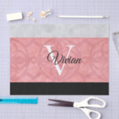 Ruddy Pink Batik en Grijze Waterverf monogrammen Tissuepapier (Craft)