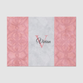 Ruddy Pink Batik en Grijze Waterverf monogrammen Tissuepapier