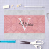 Ruddy Pink Batik en Grijze Waterverf monogrammen Tissuepapier (Craft)