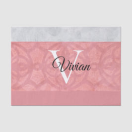 Ruddy Pink Batik en Grijze Waterverf monogrammen Tissuepapier